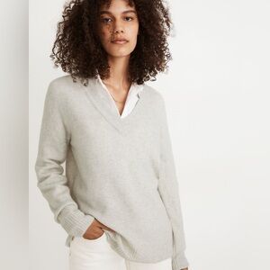 Madewell Bartlett V-Neck Coziest Yarn Sweater Wool Alpaca Blend Heather Smoke XS